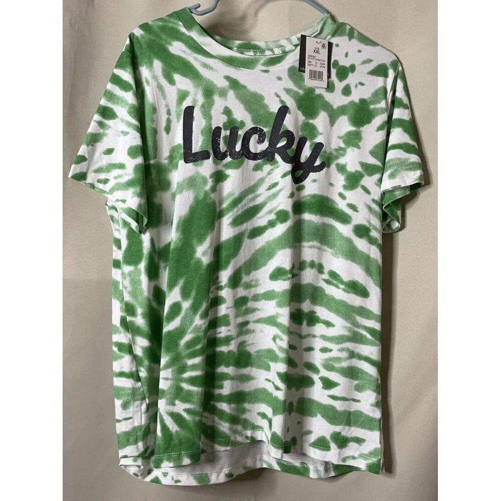 Grayson/Threads Hello Gorgeous Women’s Size‎ XXL Lucky T-shirt Tie Dye St Patty